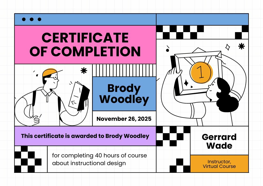 instructional design certificate template