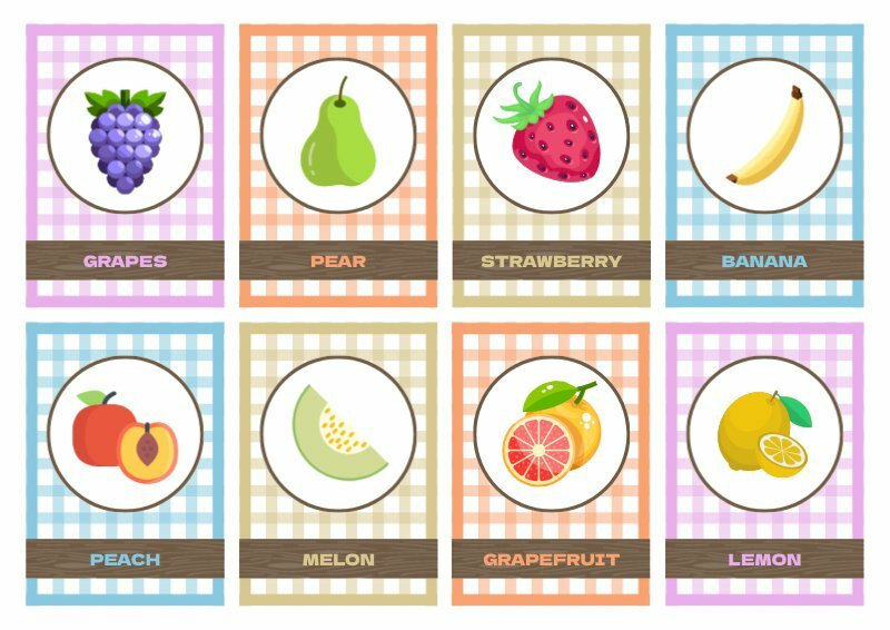 fruits flash card template 