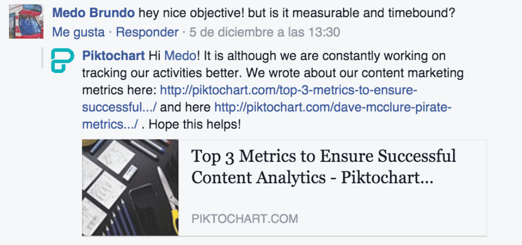 facebook piktochart response example