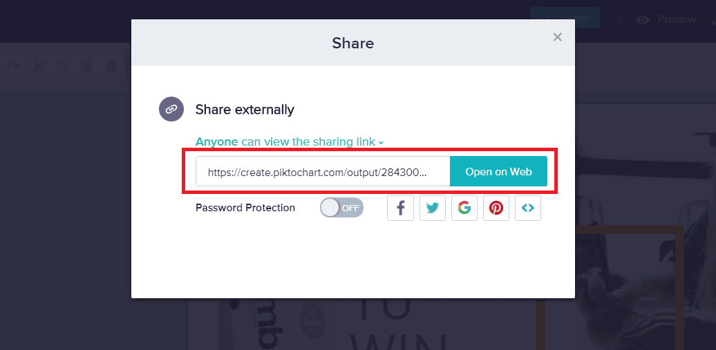 Piktochart link sharing