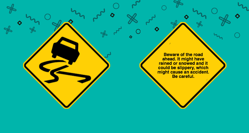 roadsign, slippery road