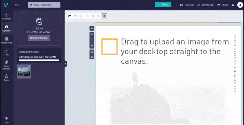 uploading image in piktochart