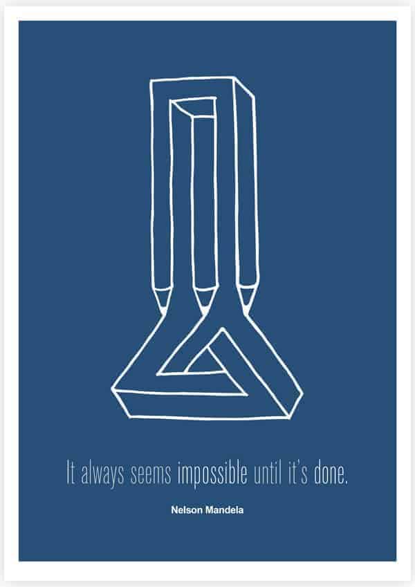  inspirational poster, it always seems impossible until it's done, nelson mandela quotes