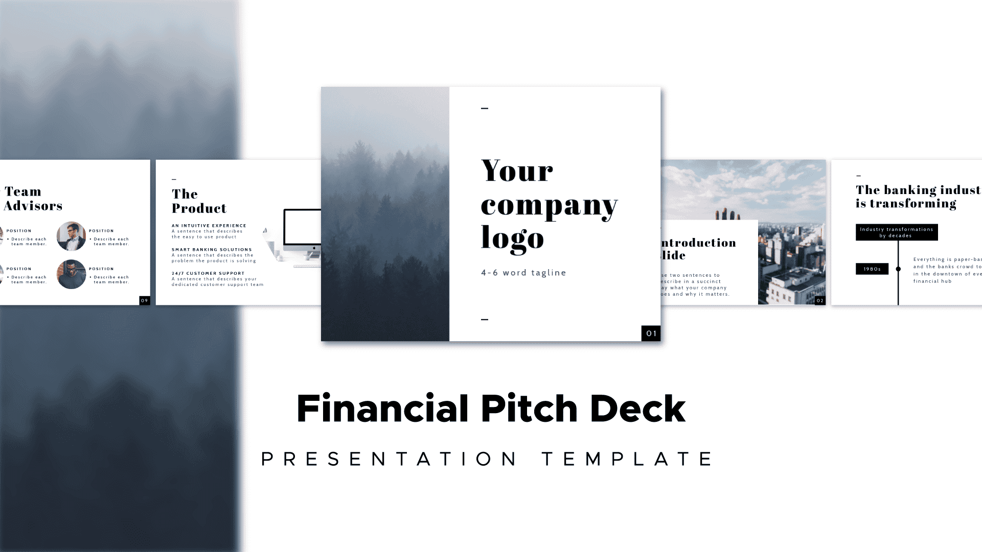 modèle de pitch deck financier Piktochart