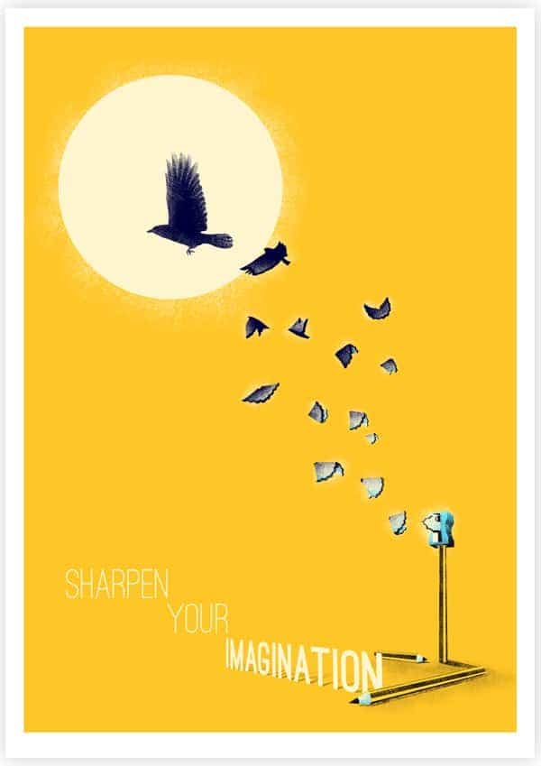 creative poster, sharpen your imagination, inspirational posters