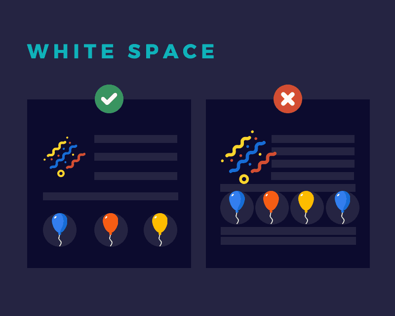 princípio de design, espaços em branco, espaços em branco e layouts