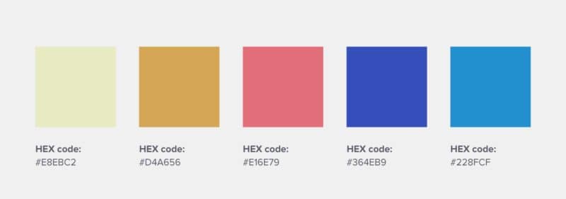 Farbpalette der Kaffeemarke Talor Jorgen unter Verwendung der Hex-Codes Dunkelblau und Königsblau 