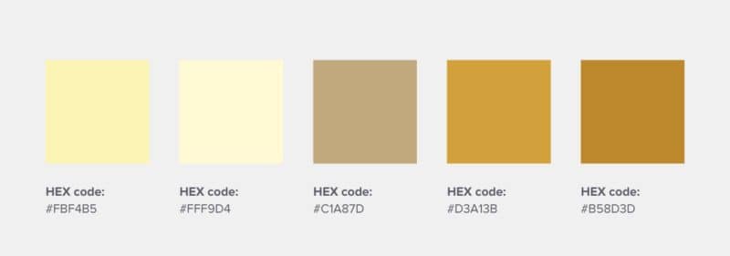 gold bar whiskey couleurs de la marque codes hexagonaux