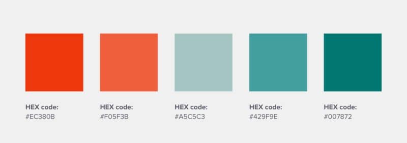 palette de couleurs du collectif street food codes hexagonaux