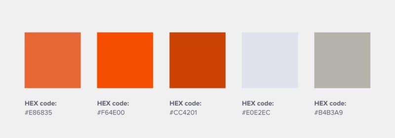 cores hidden characters, paleta de cores laranja