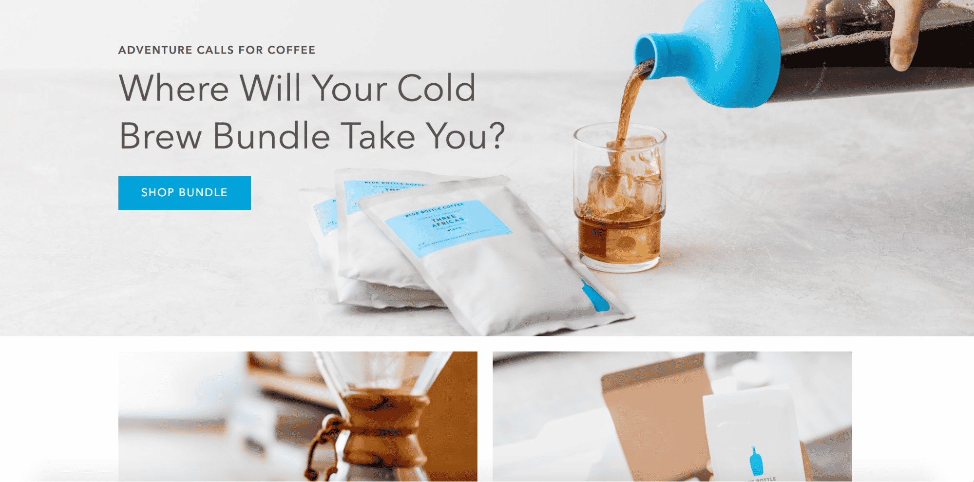 blue bottle website, signature color websites