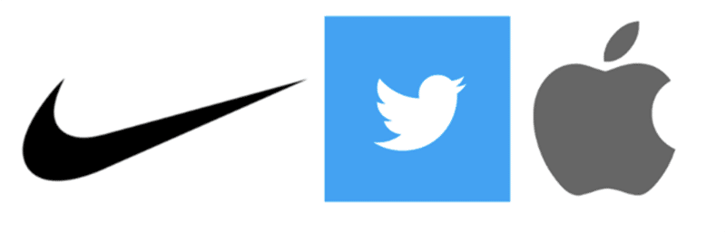 Logos of Nike, Twitter and Apple