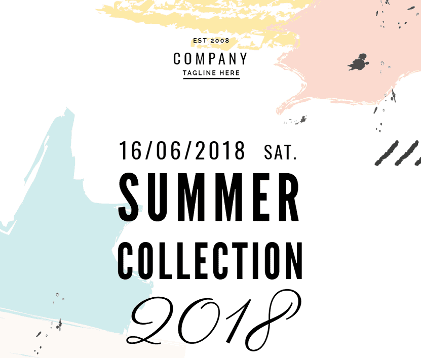 retail summer collection poster template, pastel retail poster example logo font 