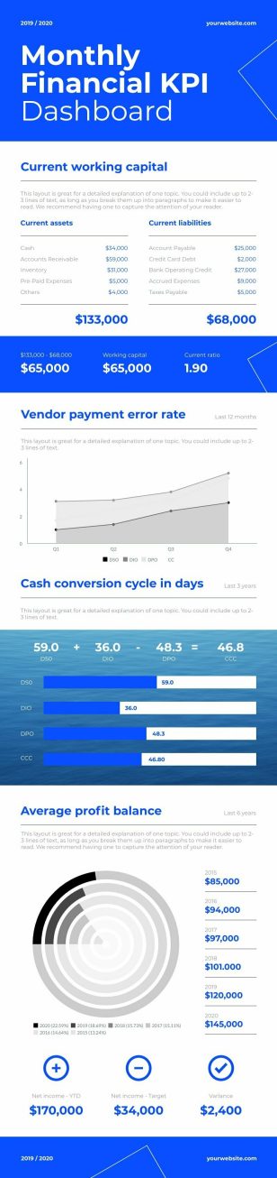 Monthly Financial KPI Dashboard Infographics Template