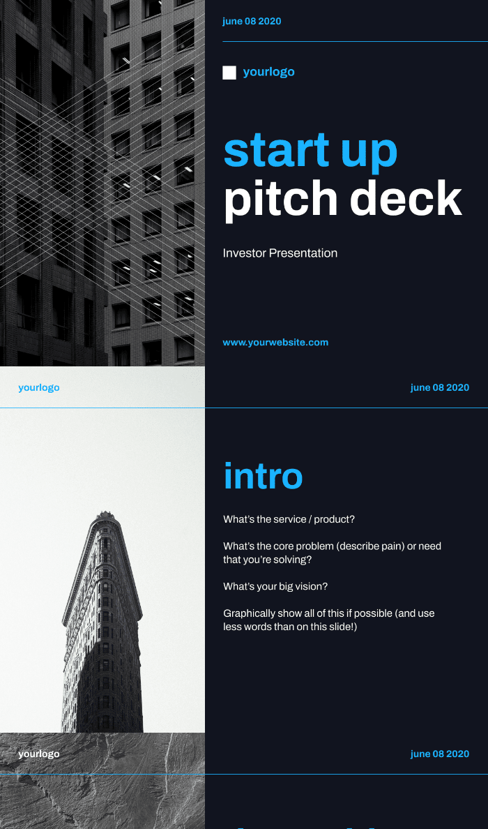 Start Up Pitch Deck, voorbeeld sjabloon