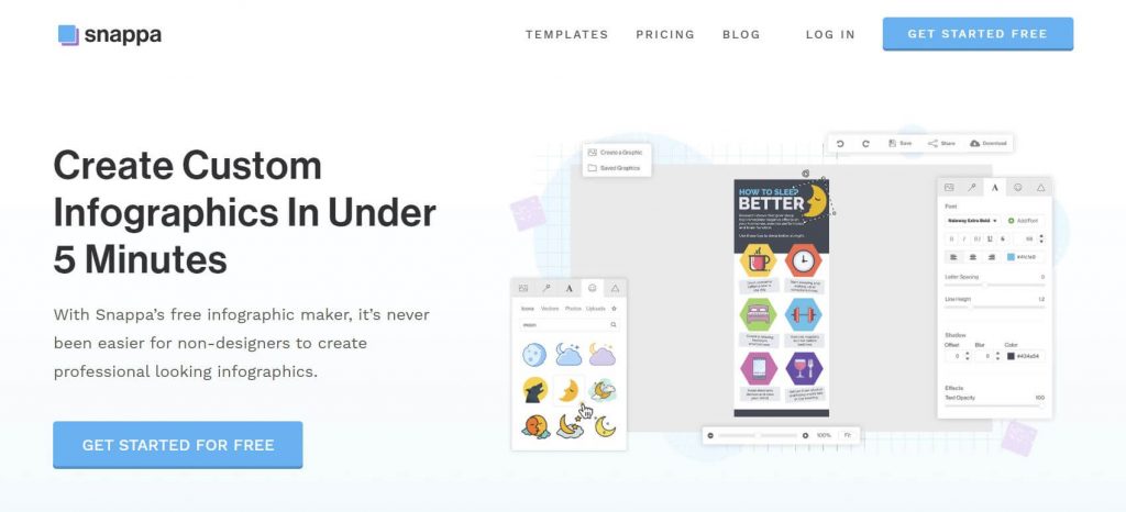 Snappa graphic design tool front page to create an infographic 