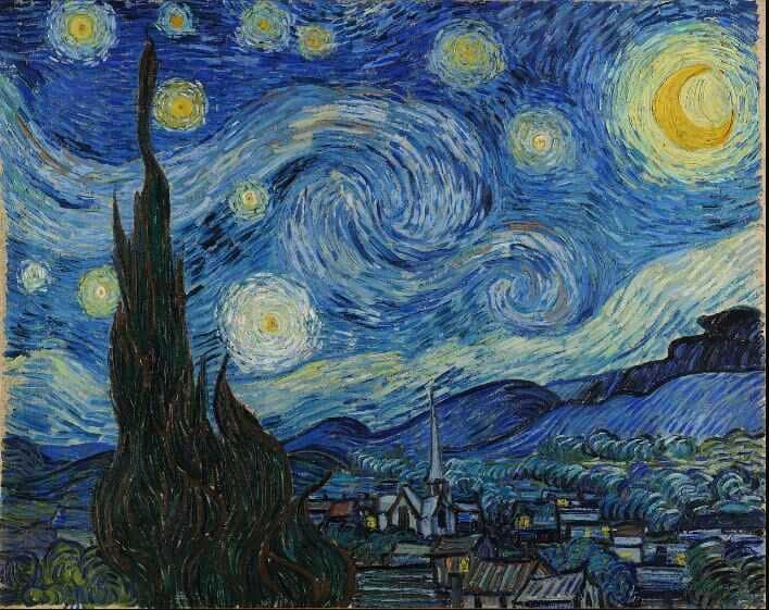 Van Gogh's The Starry Night is an example of asymmetrical balance