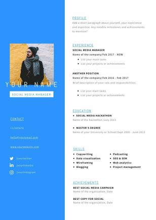 Social media Expert CV template