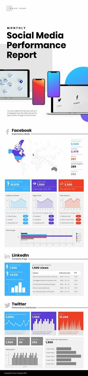 Social Media Performance Report Infographics Template