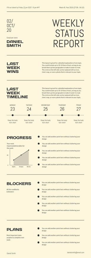 Weekly Status Report Infographics Template