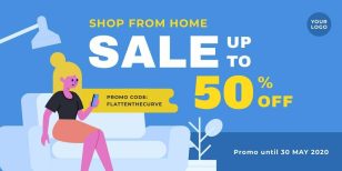 Shop From Home Sale Twitter Post Social Media Template