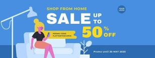 Shop From Home Sale Facebook Cover Social Media Template