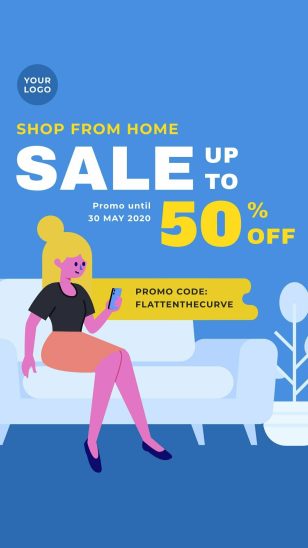 Shop From Home Sale Instagram Story Social Media Template