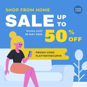 Shop From Home Sale Instagram Post Social Media Template