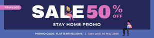 Stay Home Promo LinkedIn Header Social Media Template