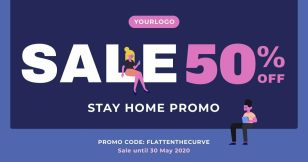 Stay Home Promo Facebook Post Social Media Template