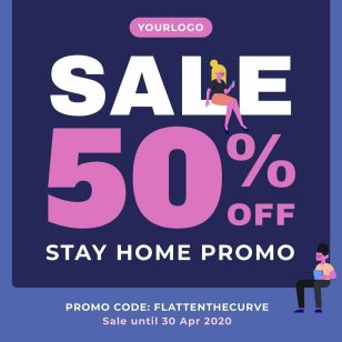 Stay Home Promo Instagram Post Social Media Template