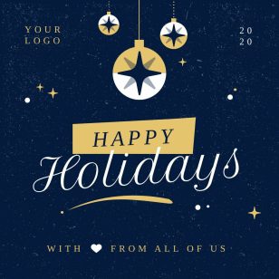 Happy Holidays Golden Instagram Post Social Media Template