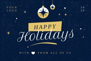 Happy Holidays Golden LinkedIn Post Social Media Template