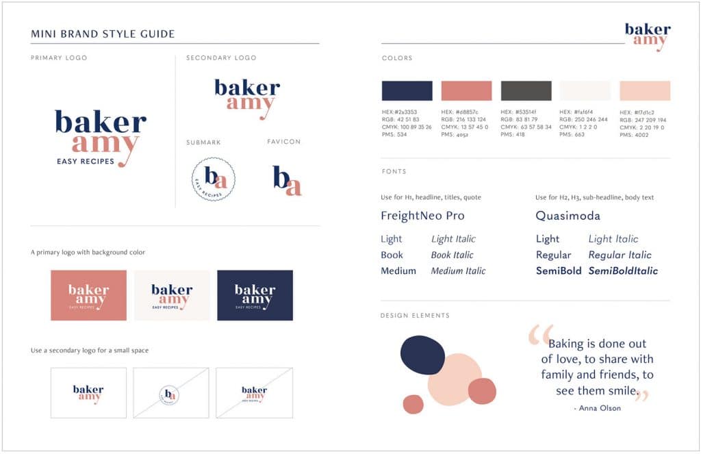 an image of Baker Amy Cooking School's brand style guide