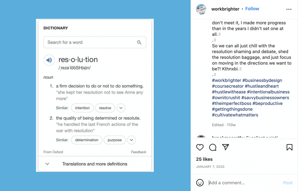 example of blog post to Instagram post (visual+text)