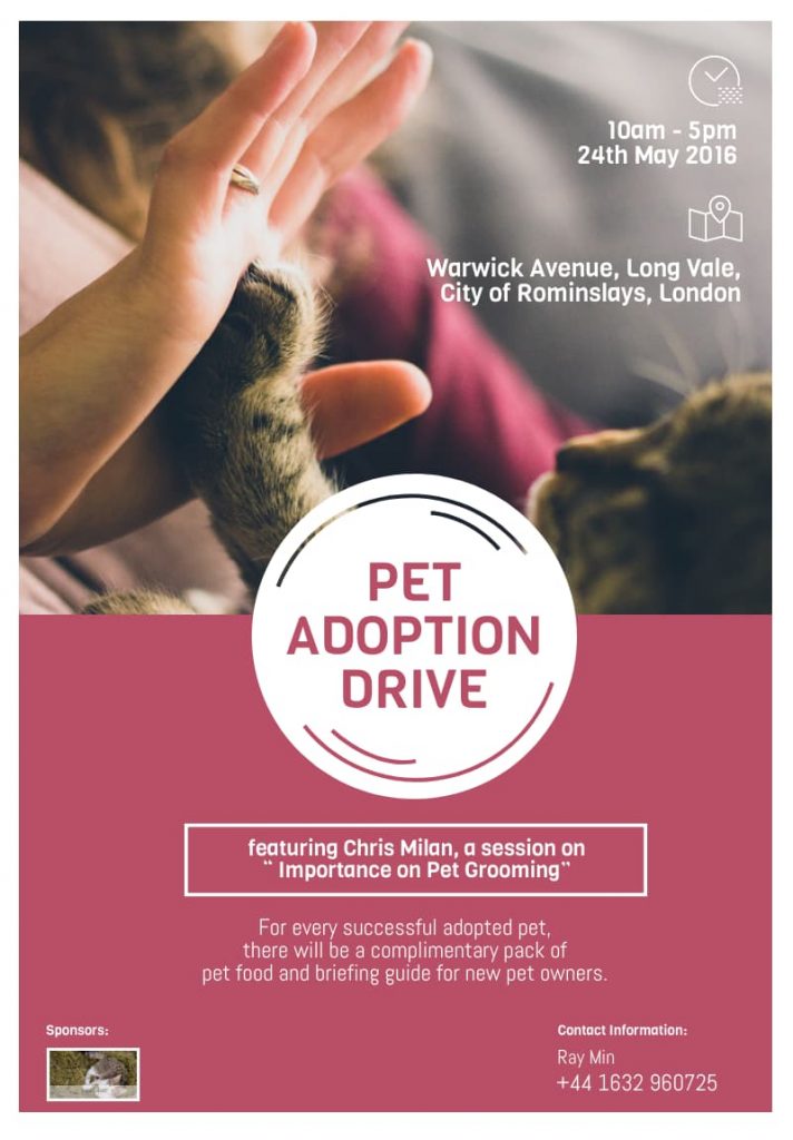 modèle d'affiche pour l'adoption d'un animal de compagnie à partir d'une gamme de modèles d'affiches personnalisables 