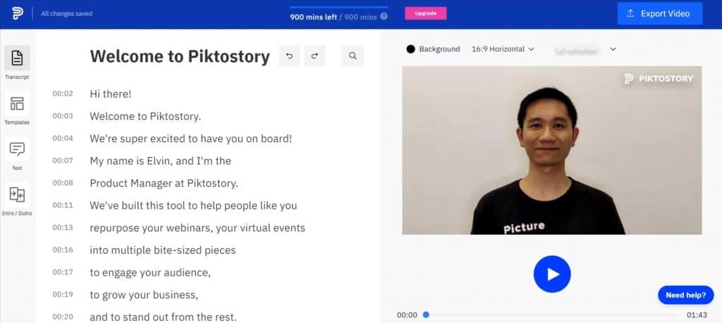 Piktostory’s video editing interface
