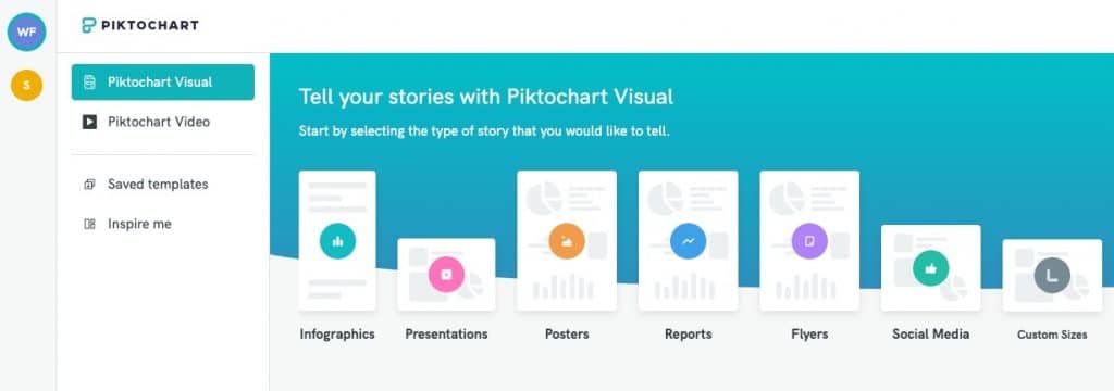 screenshot of the new dashboard in Piktochart