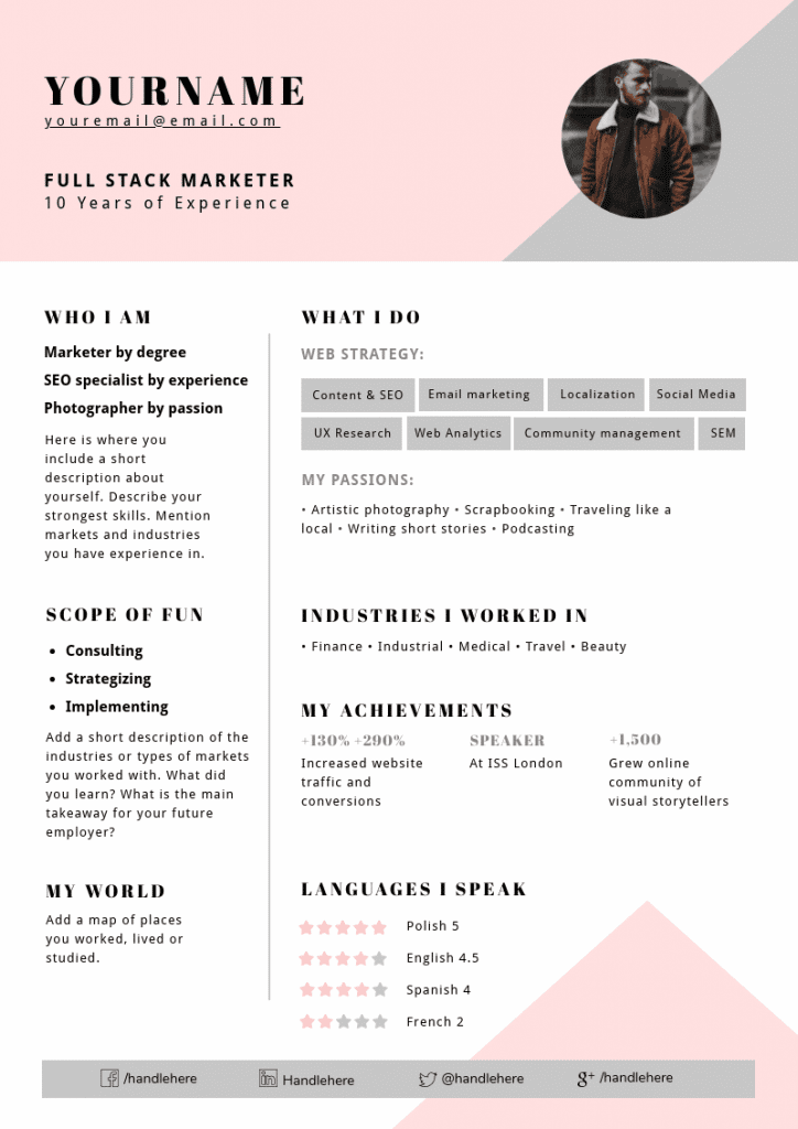 a downloadable one-page resume template