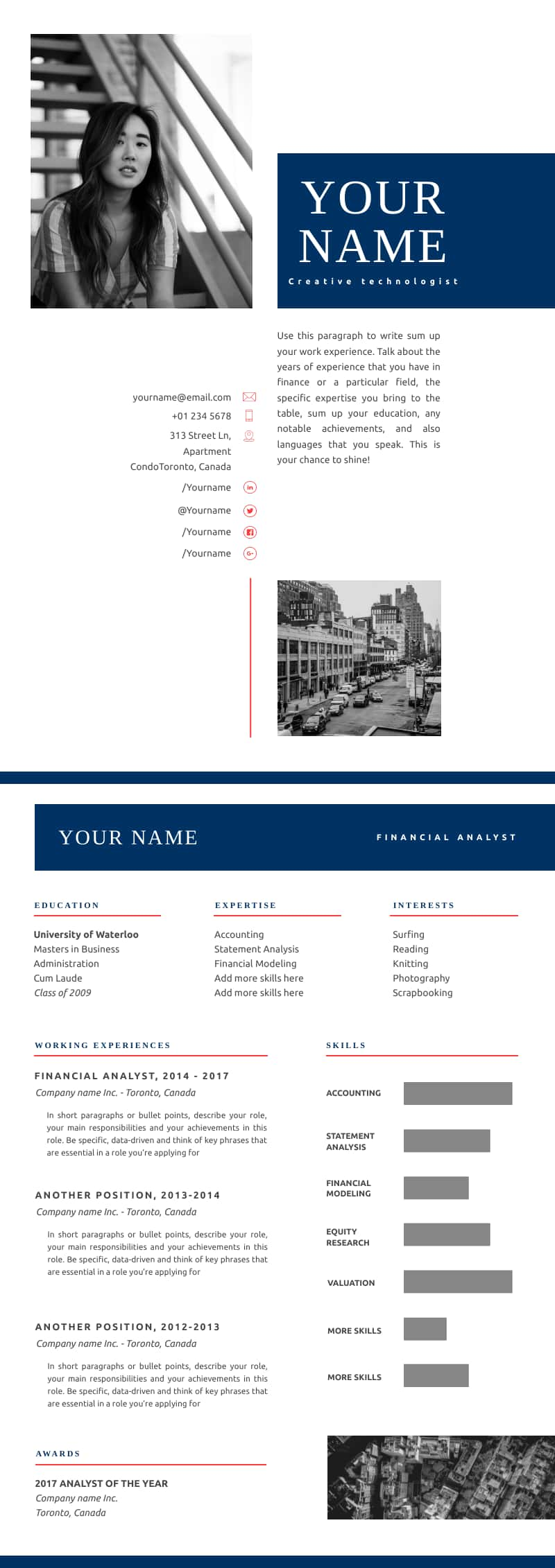 downloadable two-page creative resume template