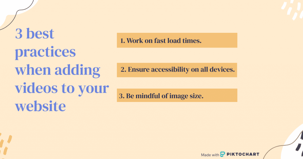 image showing 3 best practices when adding videos to your website