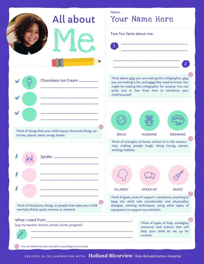 All about me infographic template