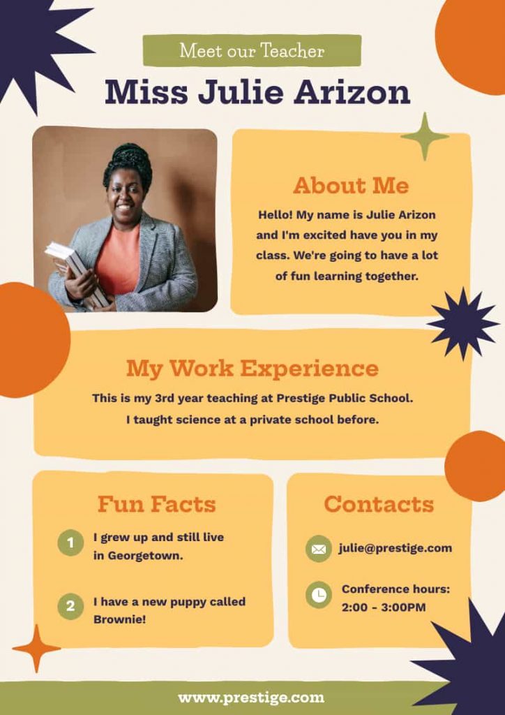 meet the teacher infographic template