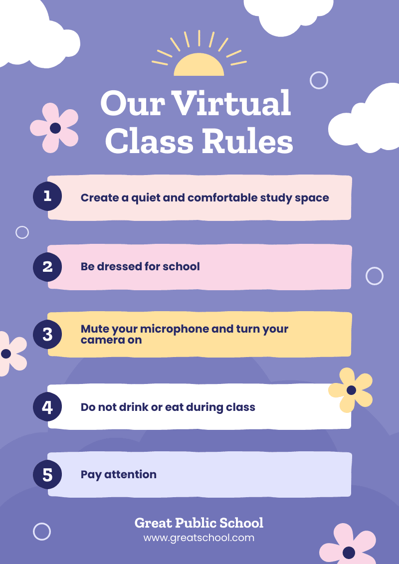 virtual class rules infographic template