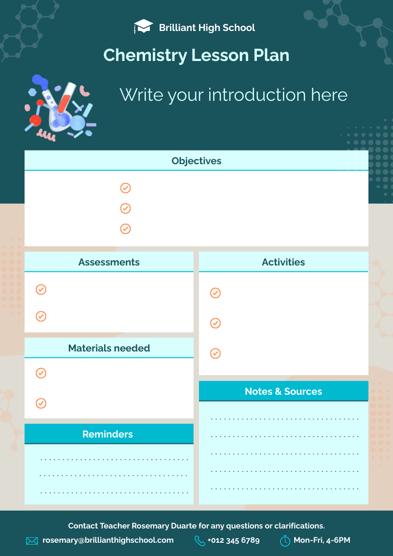 chemistry lesson plan template