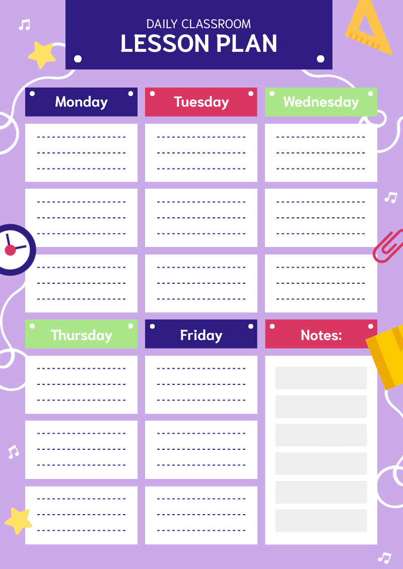 colorful lesson plan template