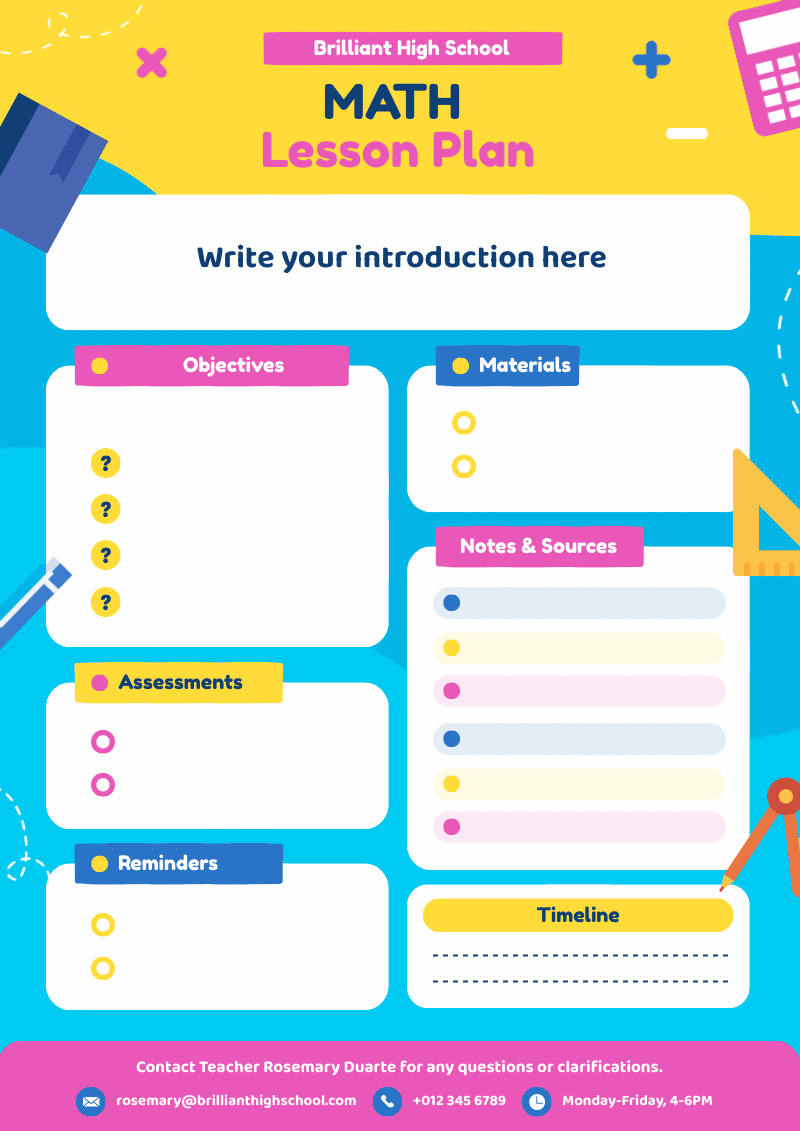 math lesson plan template