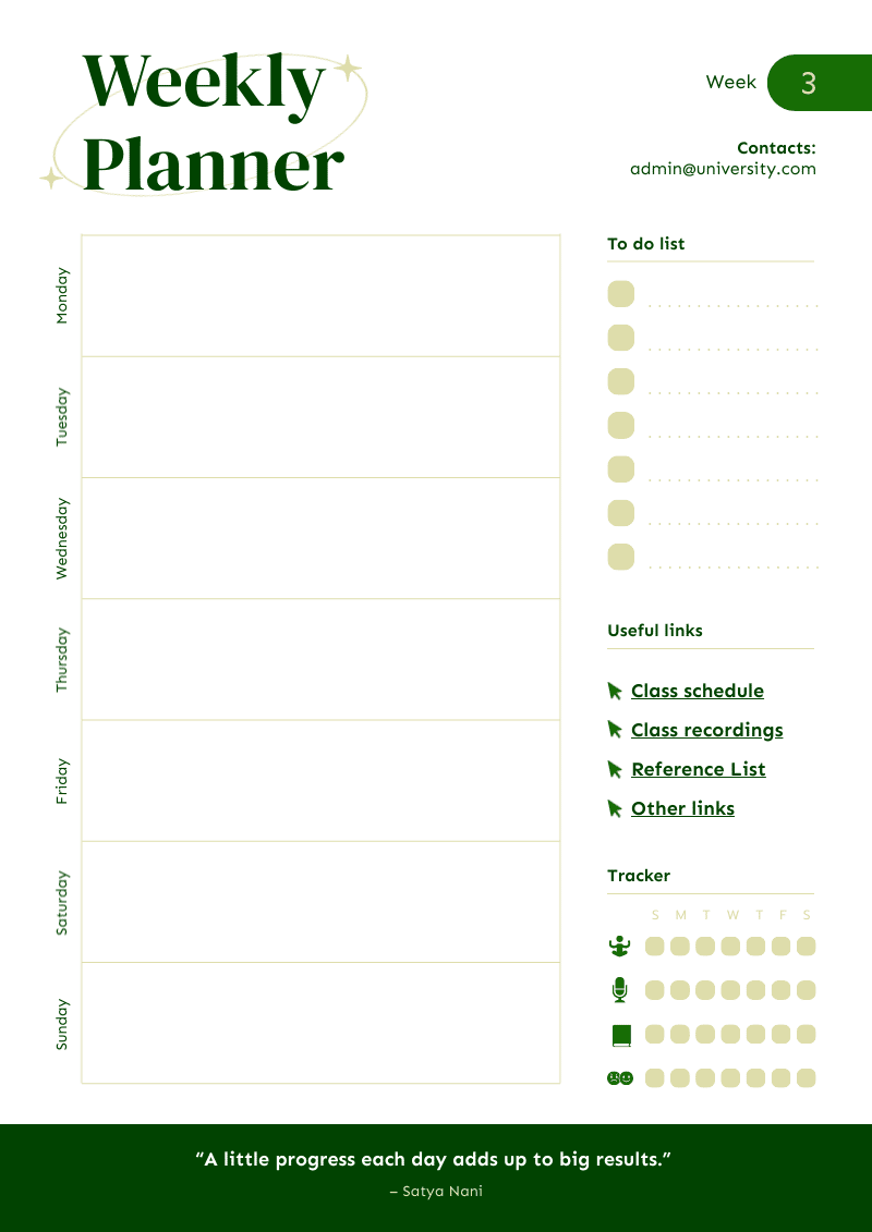 green and white lesson plan template