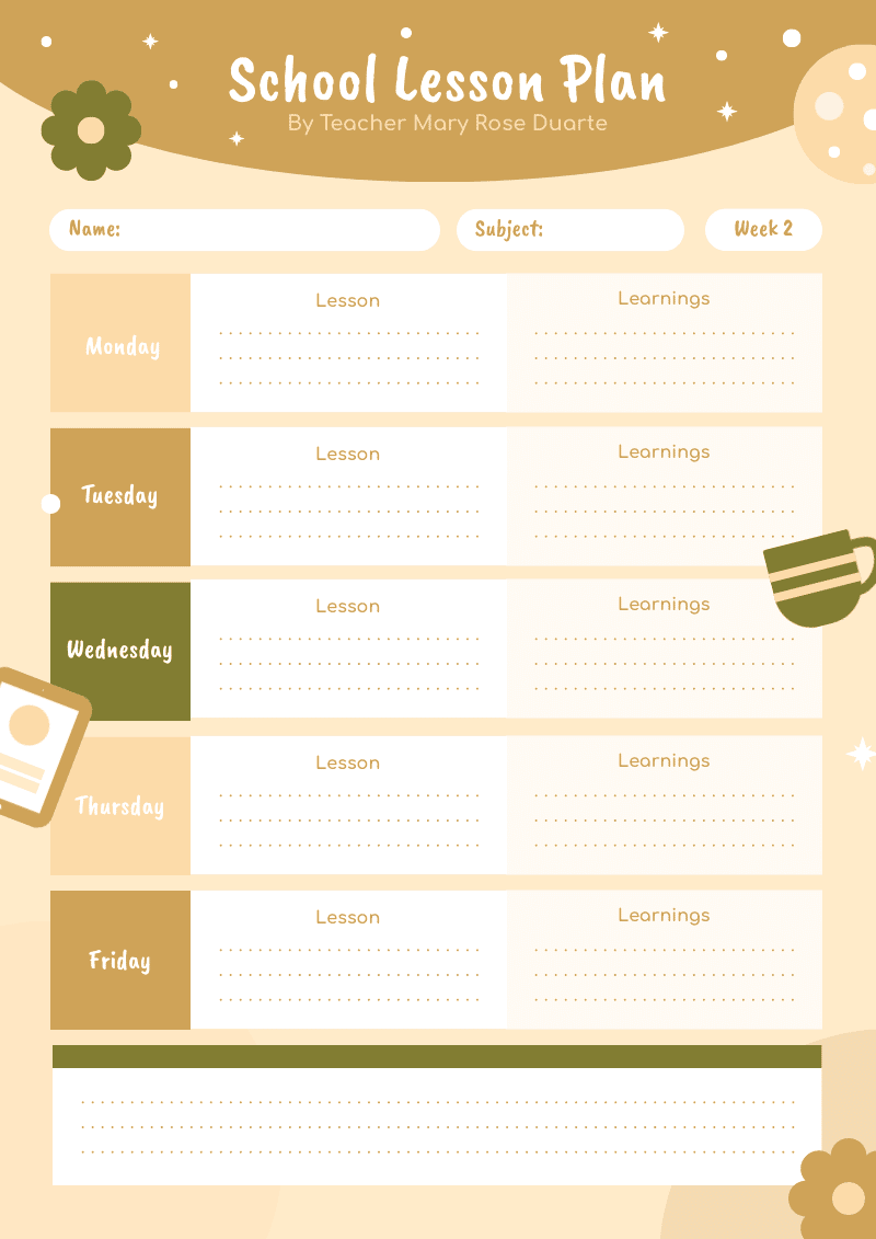 school lesson plan template