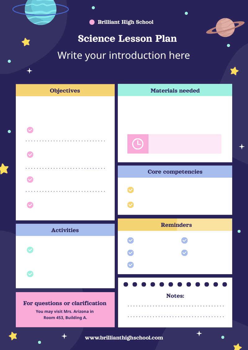 science lesson plan template